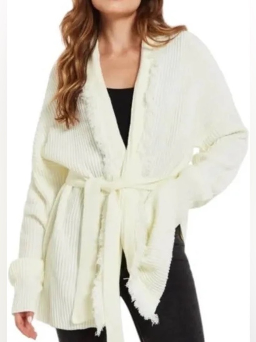 Frye Salt Breeze Cardigan Sweater White Sz Medium